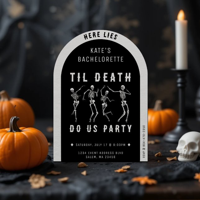 Invitación Hasta La Muerte Nos Hace Fiesta Skeleton Bachelore (til death do us party bachelorette party invitation)