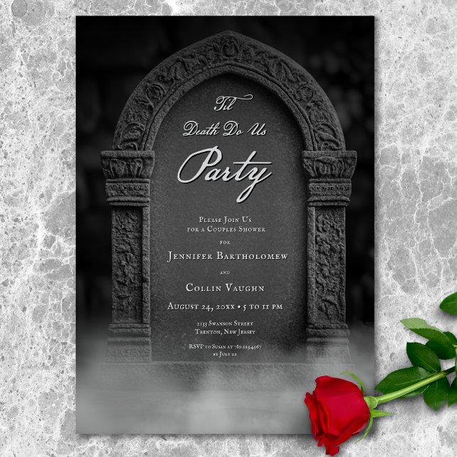 Invitación Hasta La Muerte, ¿Nos Hace La Ducha De Las Parejas (Til Death Do Us Party Spooky Couples Shower Invitation)