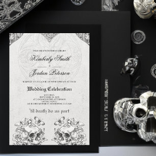 Invitación Hasta la muerte nos hacemos parte Boda gótico negr