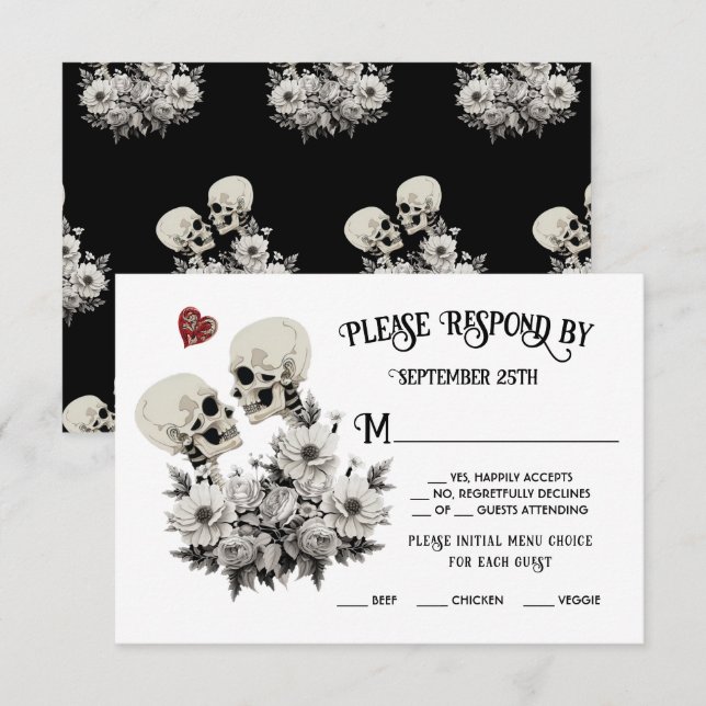 Invitación Hasta la muerte, ¿nos hacemos Parte Skeleton Parej (Anverso / Reverso)