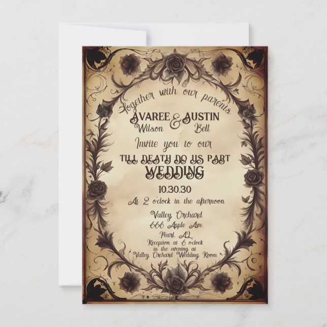 Invitación Hasta La Muerte, Nos Hacen Parecer Boda De Estilo  (Anverso)