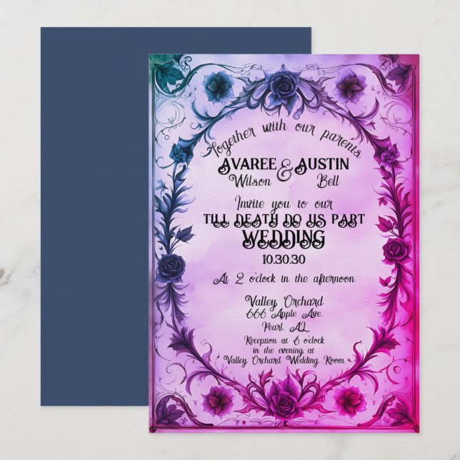 Invitación Hasta La Muerte, Nos Hacen Parecer Boda De Estilo  (Anverso / Reverso)