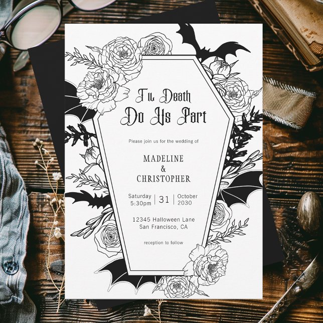 Invitación Hasta La Muerte Nos Hacen Parte Boda Floral Gótica (Subido por el creador)