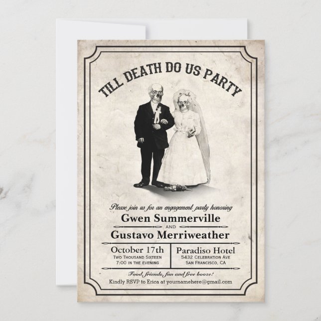 Invitación Hasta la muerte nos invitan a participar Fiestas (Anverso)
