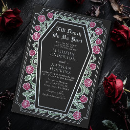 Invitación Hasta la muerte nos Rosa parte Boda gótico negro