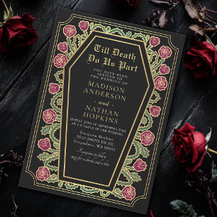 Invitación Hasta la muerte nos Rosa parte Boda gótico negro