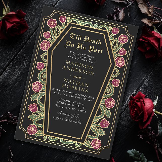 Invitación Hasta la muerte nos Rosa parte Boda gótico negro (Subido por el creador)