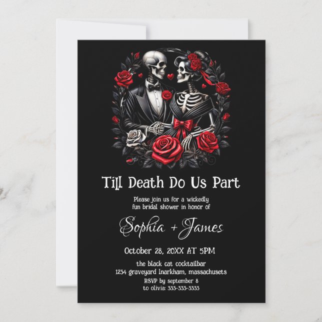 Invitación Hasta la muerte nos separan de Halloween ducha de  (Anverso)