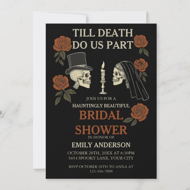 Invitación Hasta la muerte nos separan de Halloween ducha de  (Anverso)
