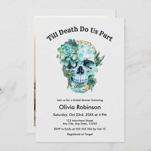 Invitación Hasta la muerte nos separan de Halloween ducha de  (Anverso / Reverso)