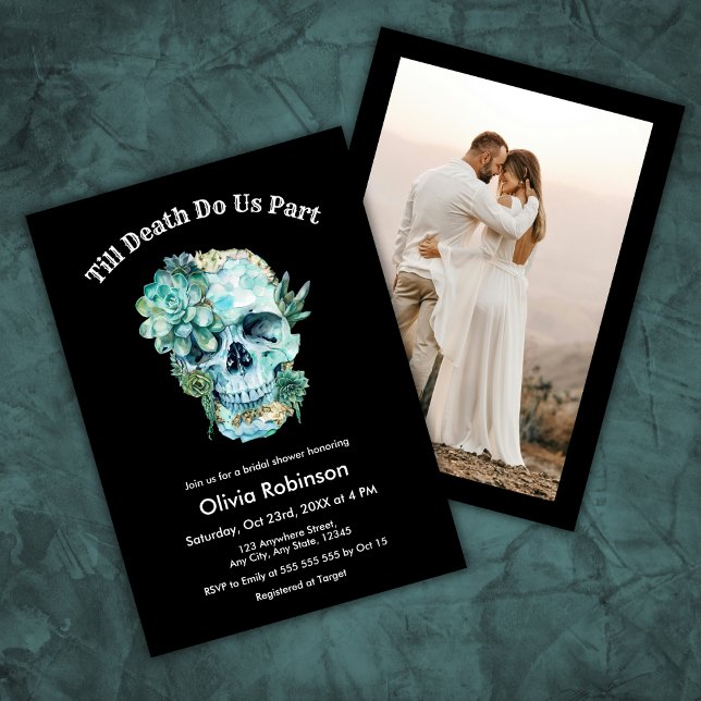 Invitación Hasta la muerte nos separan de Halloween ducha de  (Till Death Do Us Part Photo Halloween Bridal Shower Invitation )