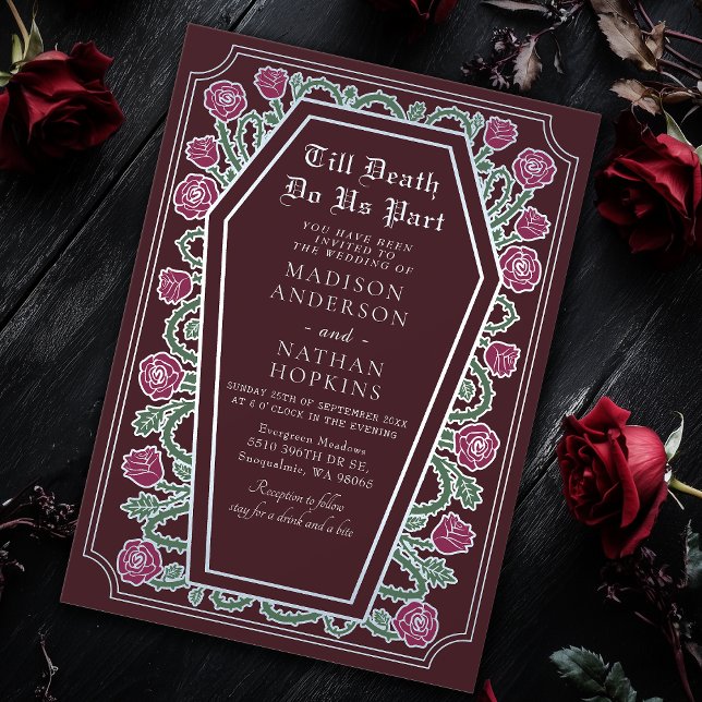 Invitación Hasta La Muerte, Rosa, Boda Gótico Rojo (Subido por el creador)