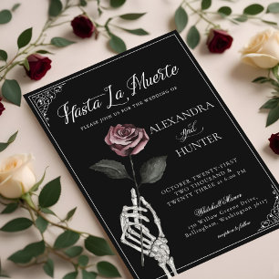 Invitación Hasta la muerte Rosa de esqueleto hasta Boda de mu