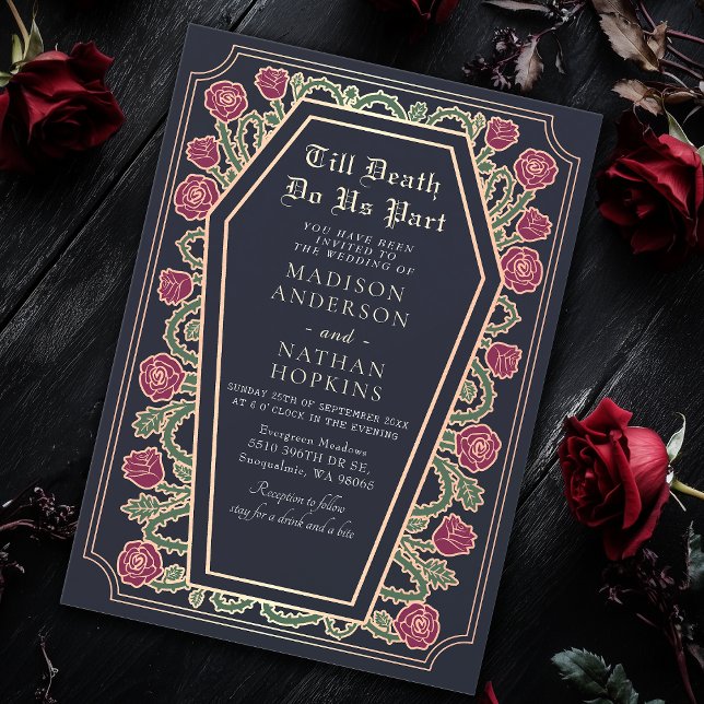 Invitación Hasta La Muerte, Rosa Parcial, Boda Gótico Azul (Subido por el creador)