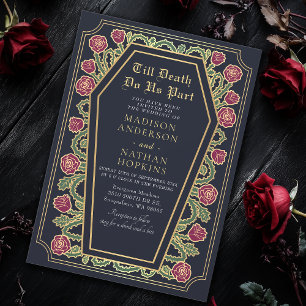 Invitación Hasta La Muerte, Rosa Parcial, Boda Gótico Azul