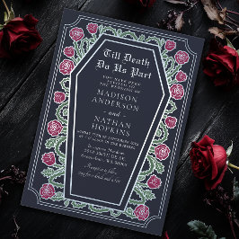 Invitación Hasta La Muerte, Rosa Parcial, Boda Gótico Azul