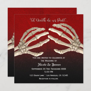 Invitación Hasta la muerte Sangre Rojo Skeleton Boda de oro M