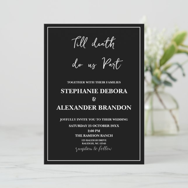 Invitación Hasta la muerte Skeleton Boda gótico de Halloween (Anverso de pie)