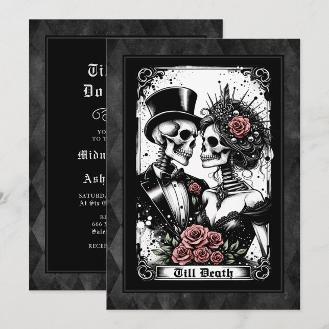 Invitación Hasta La Muerte, ¿Somos el Boda Tarot Parte? (Anverso / Reverso)