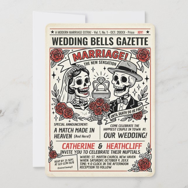 Invitación Hasta que la Muerte Boletin de Boda (Anverso)