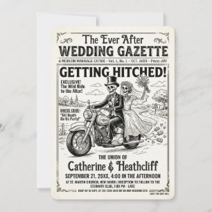 Invitación Hasta que la Muerte Gaceta de Boda Moteros Boda