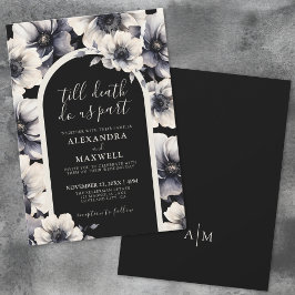 Invitación Hasta que la muerte nos divida a Boda floral negro