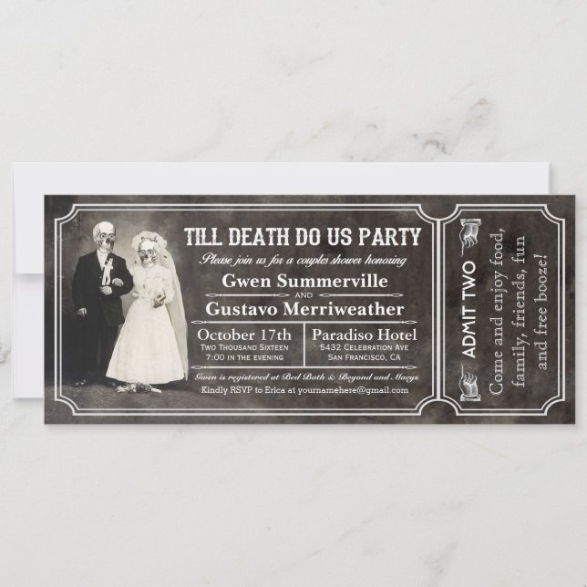 Invitación Hasta que la muerte nos hace los pares del fiesta (Anverso)