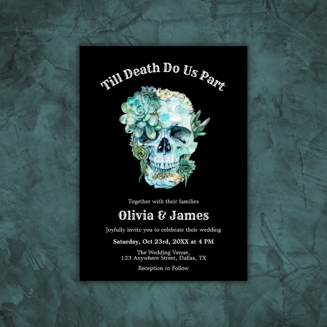 Invitación Hasta que la muerte nos haga Boda de Halloween, pa (Til Death Do Us Part Gothic Halloween Wedding Invitation )