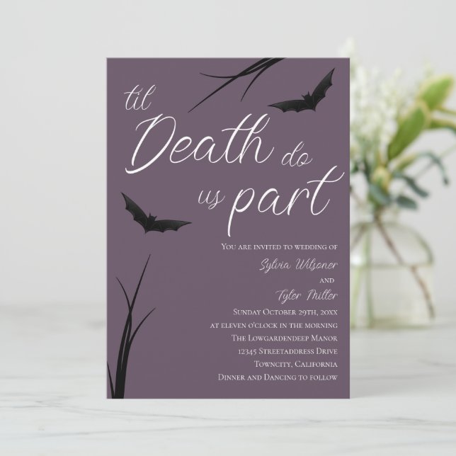 Invitación Hasta que la muerte nos haga el Boda parcial (Anverso de pie)