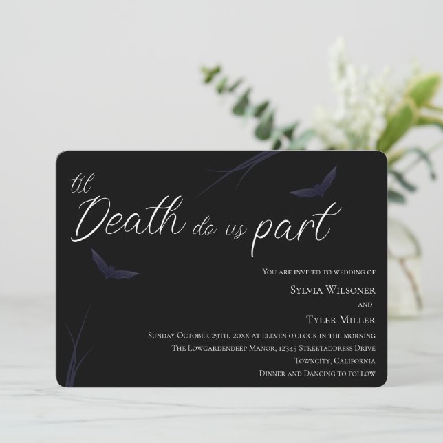 Invitación Hasta que la muerte nos haga el Boda parcial (Anverso de pie)