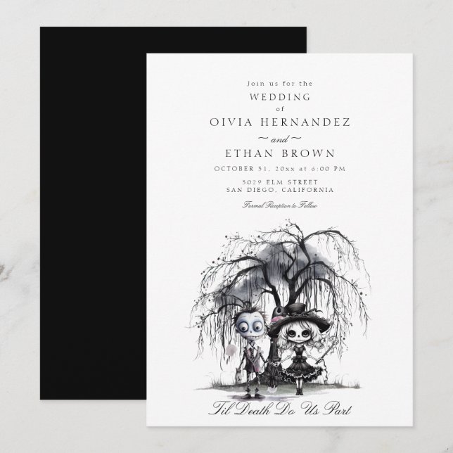 Invitación Hasta que la muerte nos haga el Boda parcial (Anverso / Reverso)