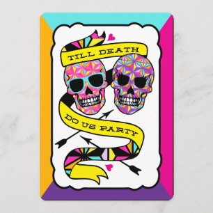 Invitación Hasta que la muerte nos haga fiesta - Boda Neon (e