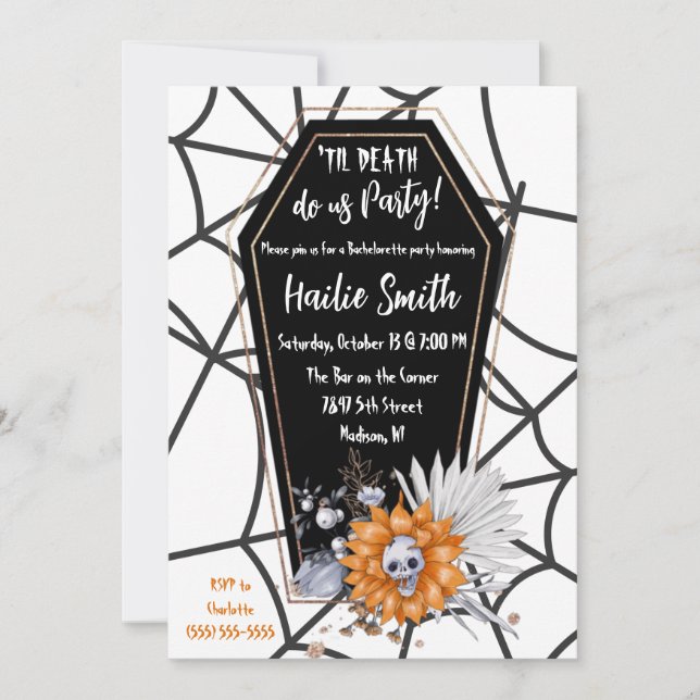Invitación Hasta que la muerte nos haga Fiesta, Casket, Bache (Anverso)