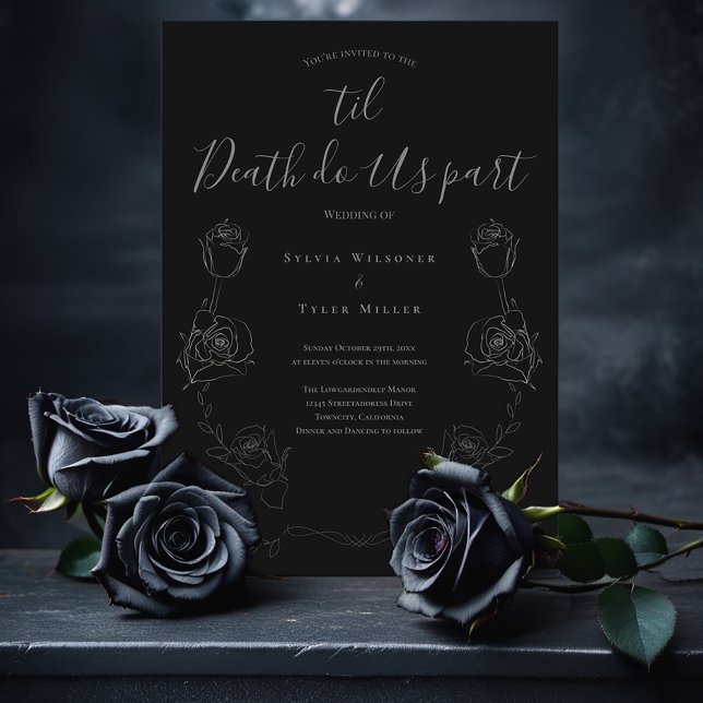 Invitación Hasta que la muerte nos haga partícipe de Boda gót (Add this invitation to your cart for love meant to last until the very end.)