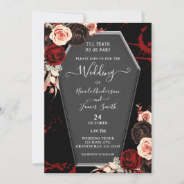 Invitación Hasta que la Muerte nos Separe Ataúd Floral Boda G