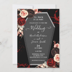 Invitación Hasta que la Muerte nos Separe Ataúd Floral Boda G