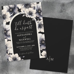 Invitación Hasta que la Muerte nos Separe Boda de Floral Negr