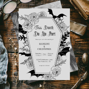 Invitación Hasta que la Muerte nos Separe Boda Floral Gris Gó