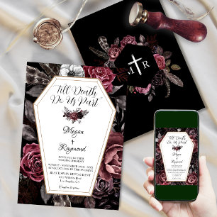 Invitación Hasta que la Muerte nos Separe Boda Gótica Floral