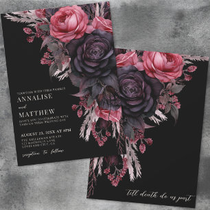 Invitación Hasta que la Muerte nos Separe Boda Gótica Floral 