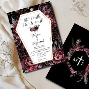 Invitación Hasta que la Muerte nos Separe Boda Gótica Negra
