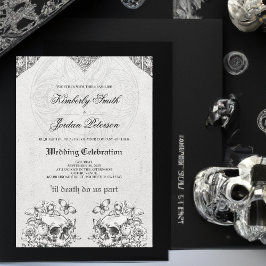 Invitación Hasta que la Muerte nos Separe Boda Gótica Negro y