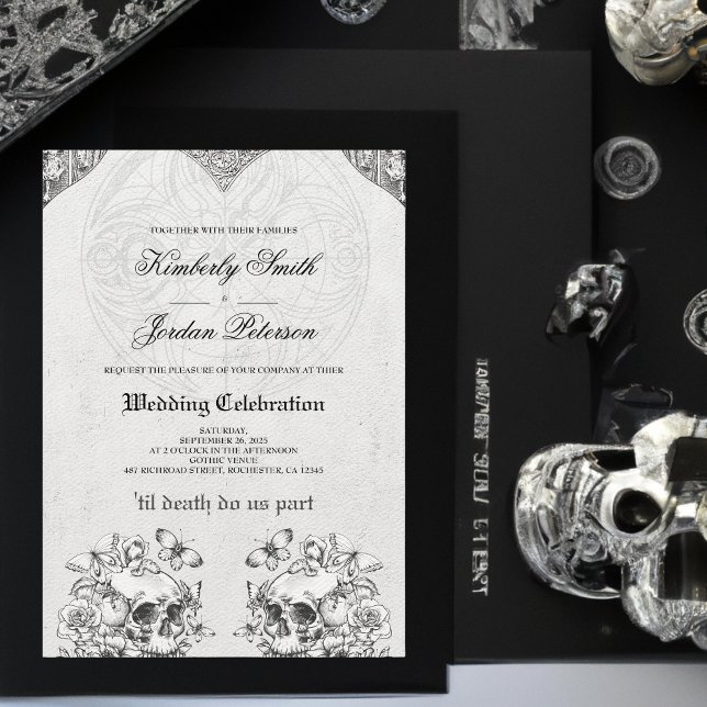 Invitación Hasta que la Muerte nos Separe Boda Gótica Negro y (Subido por el creador)