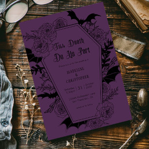 Invitación Hasta que la Muerte nos Separe Bodas Floral Gótico
