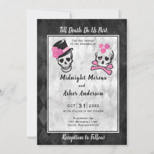Invitación Hasta que la Muerte nos Separe Calaveras Sombrero 