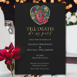 Invitación Hasta que la Muerte nos Separe Corazón de Goth Hal