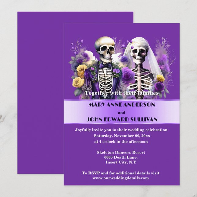 Invitación Hasta que la muerte nos separe de la novia rosa mo (Anverso / Reverso)