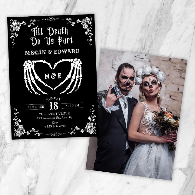 Invitación Hasta que la muerte nos separe del boda del cráneo (Subido por el creador)