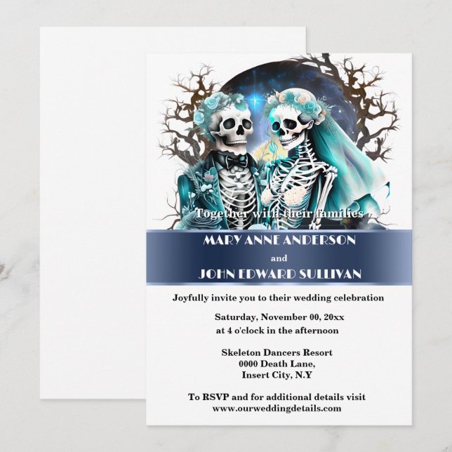 Invitación Hasta que la muerte nos separe del boda del gótico (Anverso / Reverso)