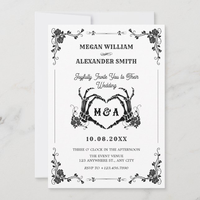 Invitación Hasta que la muerte nos separe del boda gótico (Anverso)